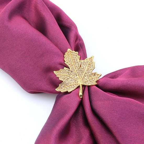 Scarf shawl ring gold leaf