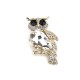 Crystal Stone Owl Brooch