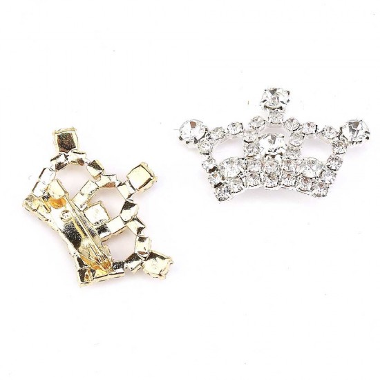 Crystal Stone Princess Crown Brooch