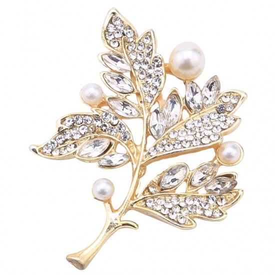 Golden Color Pearl Leaf Brooch Golden Color Pearl Leaf Brooch