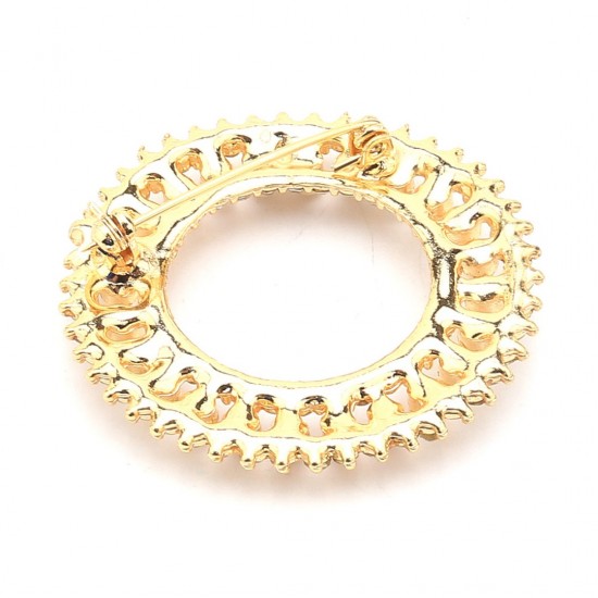 Gold color pearls sun brooch