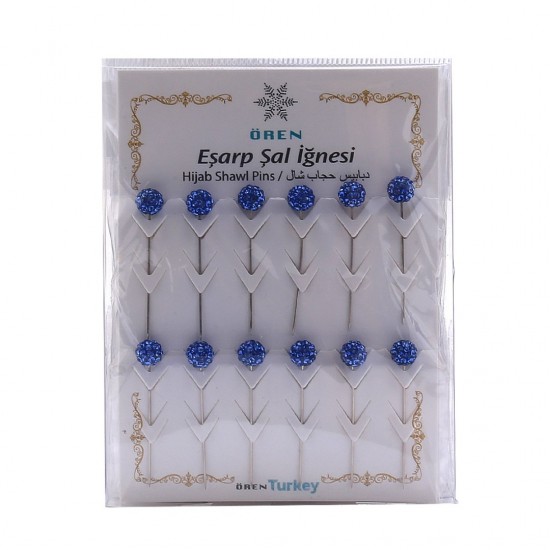 Crystal Stone Blue Scarf Needle 144 Pieces Wholesale